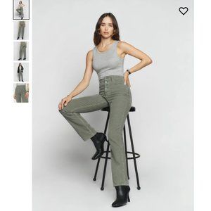 NEW Reformation Cynthia Button Fly High Rise Straight Corduroy Pants